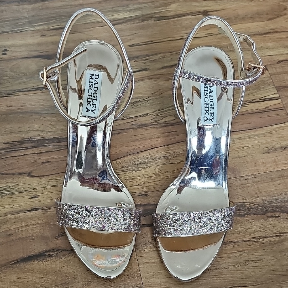 Badgley Mischka Silver Rhinestone Heels